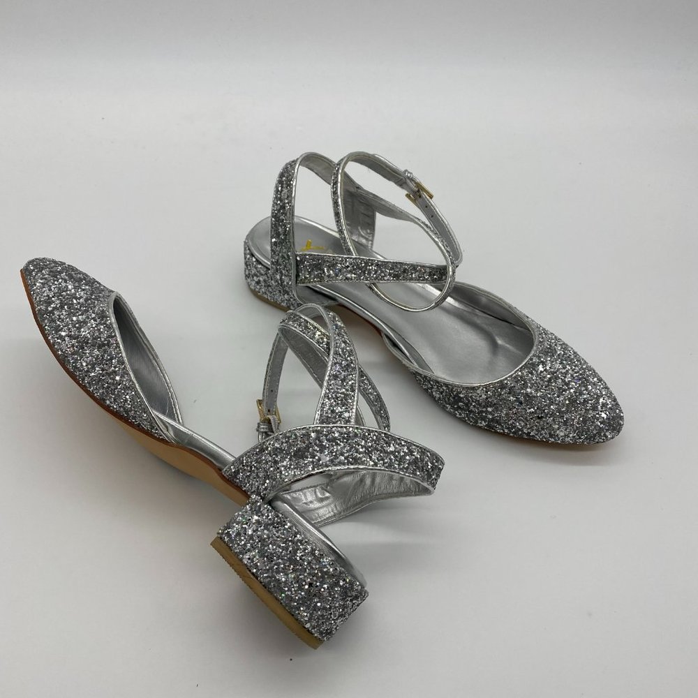 Ydn Low Block Heel Sandals Pointy Toe Slingback - image 5